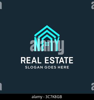 Initial letter NY roof logo real estate with creative and modern logo style vector graphic vector graphic Stock Vector