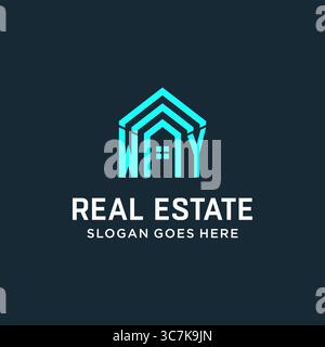 Initial letter WY roof logo real estate with creative and modern logo style vector graphic vector graphic Stock Vector