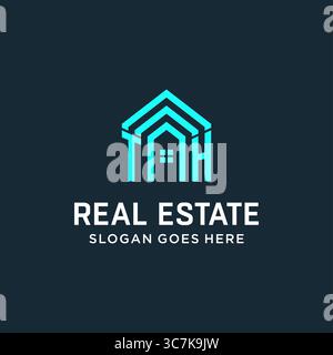 Initial letter TH roof logo real estate with creative and modern logo style vector graphic vector graphic Stock Vector