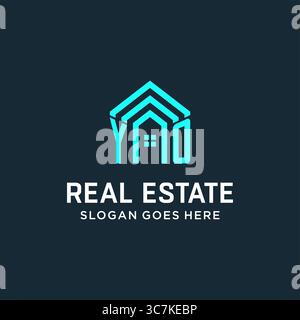 Initial letter YO roof logo real estate with creative and modern logo style vector graphic vector graphic Stock Vector