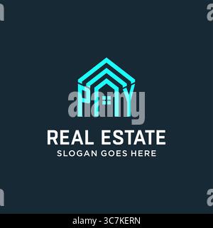 Initial letter PY roof logo real estate with creative and modern logo style vector graphic vector graphic Stock Vector
