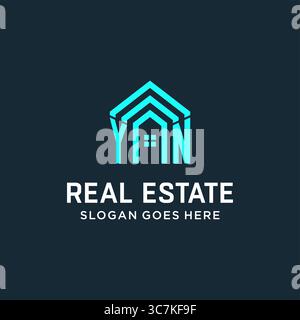 Initial letter YN roof logo real estate with creative and modern logo style vector graphic vector graphic Stock Vector