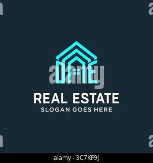 Initial letter OE roof logo real estate with creative and modern logo style vector graphic vector graphic Stock Vector