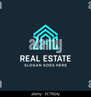 Initial letter ZC roof logo real estate with creative and modern logo style vector graphic vector graphic Stock Vector