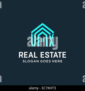 Initial letter VX roof logo real estate with creative and modern logo style vector graphic vector graphic Stock Vector