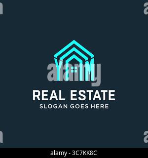 Initial letter YM roof logo real estate with creative and modern logo style vector graphic vector graphic Stock Vector