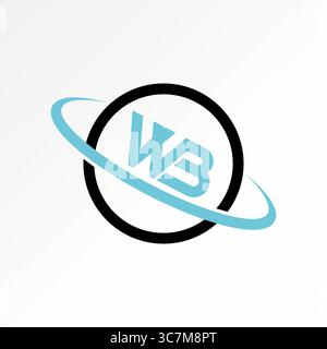 Logo design graphic concept creative premium vector stock image top sell initial WB connected font circle ellipse cut swoosh monogram business brand Stock Vector