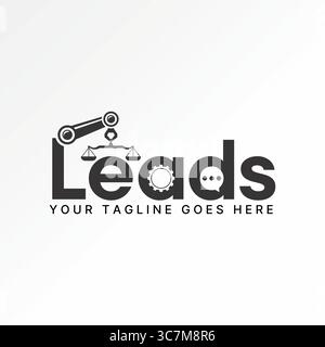 Logo design graphic concept creative premium vector stock image top sell text word Leads with robot hand scales gear chat symbol best engineer balance Stock Vector