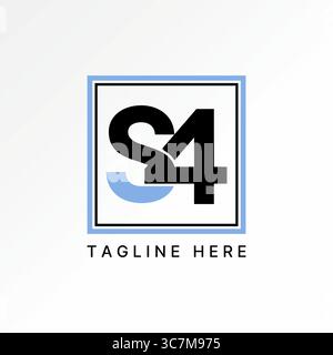 Logo design graphic concept creative premium vector stock image top sell initial S4 connected font group team consulting element monogram tech brand Stock Vector