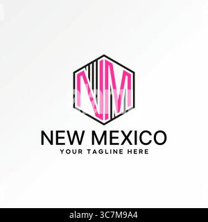 Logo design graphic concept creative premium vector stock image top sell letter NW font hexagon line with vertical line sport gym fitness digital cube Stock Vector