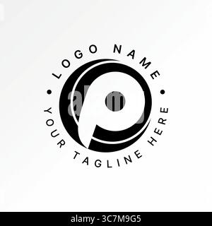 Logo design graphic concept creative premium vector stock image top sell initial P font circle cut negative space pattern to monogram typography brand Stock Vector