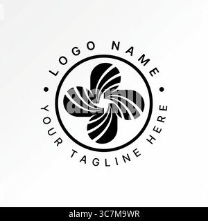 Logo design graphic concept creative premium vector stock image top sell 4 circles cut swoosh fan blade negative space pattern futuristic rotate brand Stock Vector