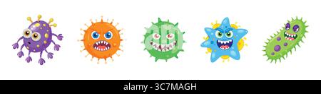 Bacteria, virus, and germ illustration set Stock Vector