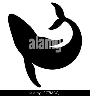 Whale silhouette swimming gracefully in water 2 Stock Vector