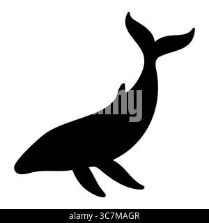 Whale silhouette swimming in the deep sea Stock Vector