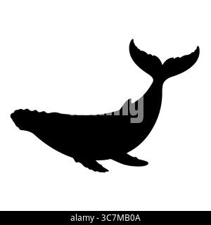 Whale silhouette swimming in the deep sea 2 Stock Vector