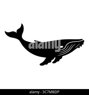 Whale silhouette swimming in the ocean 2 Stock Vector