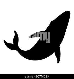 Whale silhouette swimming gracefully in water Stock Vector