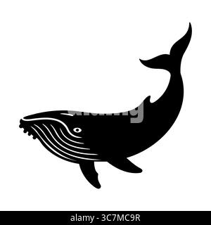 Whale silhouette swimming in the ocean Stock Vector