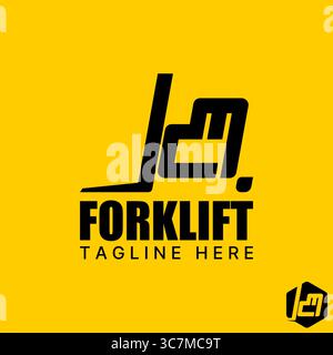 Logo design graphic concept creative premium vector stock image top sell forklift symbol store handling delivery factory safety to work carry operator Stock Vector