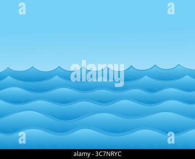 The seascape with big waves. Stock Vector