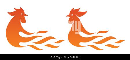 The fire rooster logos. Stock Vector
