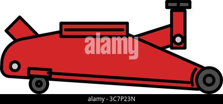 Simple and cute line icon of floor jack for vehicle lifting and car maintenance illustration, Vector Illustration Stock Vector