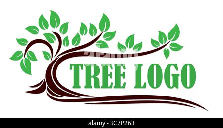 Green tree with roots. Stock Vector