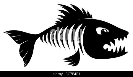 Skeleton of predatory sea fish. Stock Vector