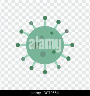 Flat Green Virus Icon on Transparent Background for Medical, Health, and Science Illustrations Stock Vector
