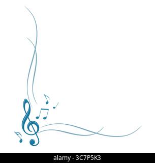 The stylized blue frame with music notes. Stock Vector