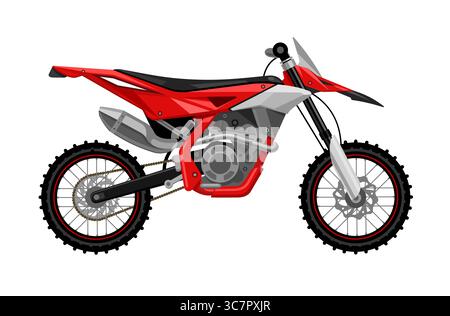 Motocross motorcycle black and red. Flat vector illustration isolated on white background Stock Vector