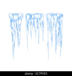 Blue frozen icicles. Vector illustration isolated on white background Stock Vector