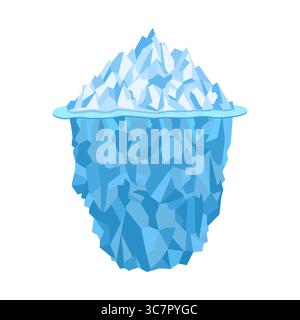 Large iceberg with underwater part. Vector illustration isolated on white background Stock Vector