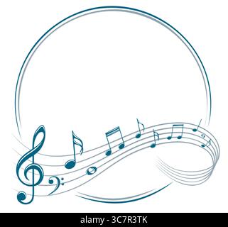 The stylized blue frame with music notes. Stock Vector