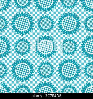 The Seamless background with a blue sunflowers. Stock Vector