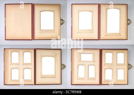 Collection of double page from a Antique and vintage Art Deco Photobook Stock Photo