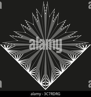 Abstract geometric pattern. Radial symmetric star. Decorative line Vector. Intricate ornate design. EPS 10. Stock Vector