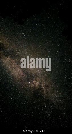 Clear starry sky with scattered stars and constellations visible above the dark horizon, ideal for astronomy and night sky concepts Stock Photo