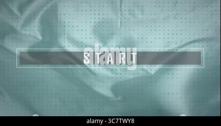 Displaying dark gray panel showing white START text on teal-green backdrop, with dotted overlay Stock Photo