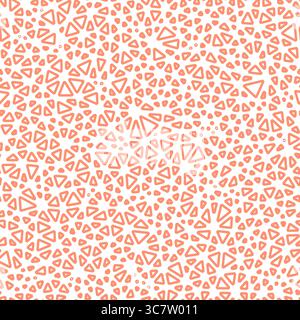 Abstract background with geometric mosaic shapes. Tiny triangles size. Solid Color style. Rounded triangles outlined. Repeatable pattern. Peachy Glow. Stock Vector
