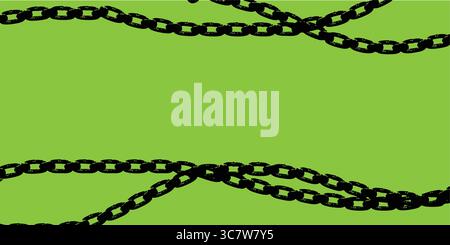 black chains hanging on yellow background creating a frame Stock Vector