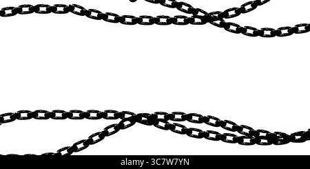 black chains hanging on yellow background creating a frame Stock Vector