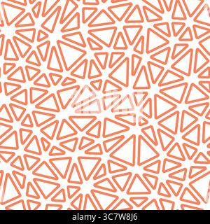 Triangulation geometric shapes background. Compact triangles size. Solid Color style. Rounded triangles outlined. Repeatable pattern. Stock Vector