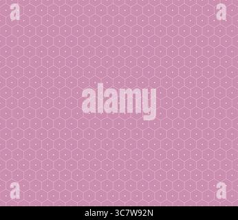 Vector science background. Plum color on matching background. Stacked hexagons mosaic pattern. Hexagon geometric shapes. Seamless pattern. Stock Vector