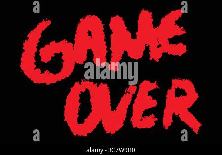 Game over text effect with grunge red paint on black background Stock Vector