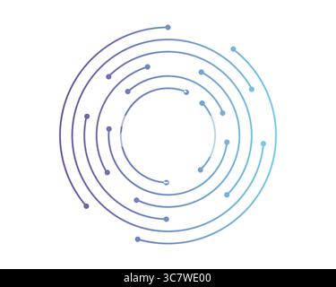 Circuit board circle line dots connection. Motherboard electronic technology data, electrical board, cpu. Programming science, computer system elements. Vector illustration Stock Vector
