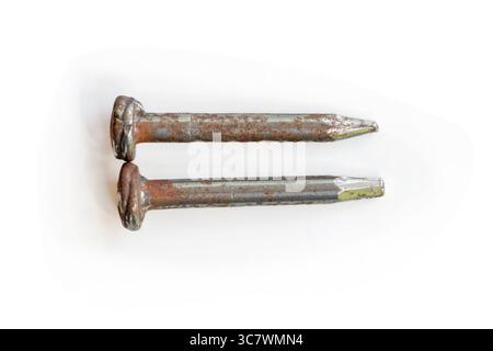 metal nails isolated on white background Stock Photo