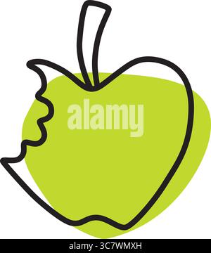 Apple doodle icon hand drawn with thin line and colorful blob Stock Vector