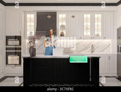 3d render remote working, home office and working space Stock Photo - Alamy
